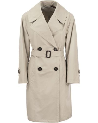 Max Mara Vtrench - Drip-proof Cotton Twill Over Trench Coat - Natural