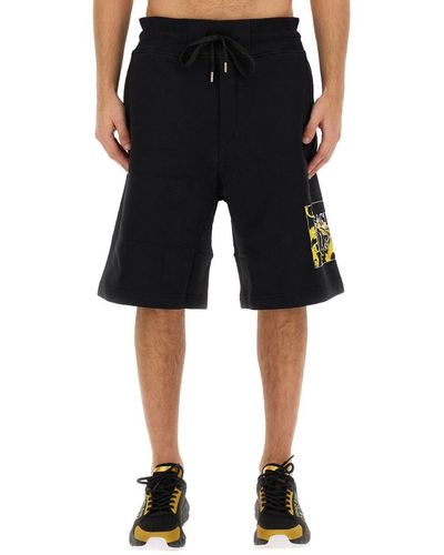 Versace Jeans Couture Bermuda With Logo - Black