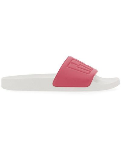 MSGM Slide Sandal With Logo - Pink