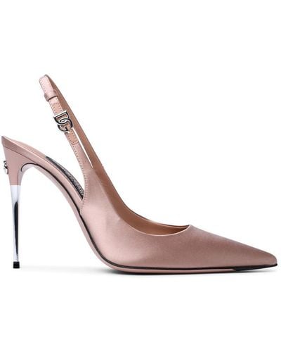 Dolce & Gabbana Dark Leather Blend Slingbacks - Pink