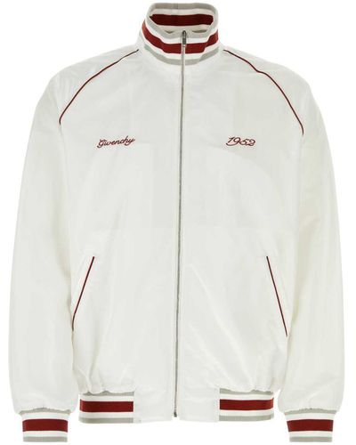 Givenchy Brand-embroidered Contrast-piped Regular-fit Satin Bomber Jacket - White