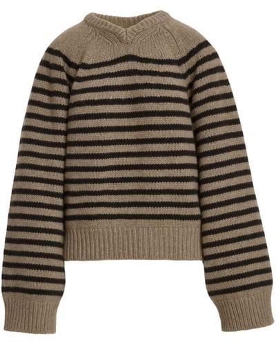 Khaite Nalani Striped Cashmere Sweater - Brown