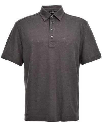 Zegna Linen Polo Shirt - Grey