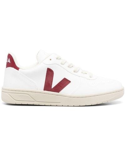 Veja V10 Lace-up Leather Trainers - White