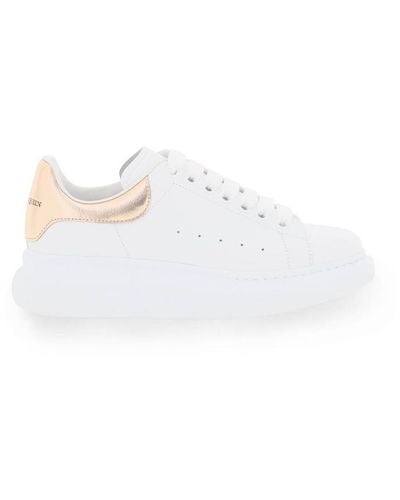 Alexander McQueen White And Rose Gold Classic Sneakers