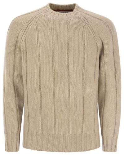 Brunello Cucinelli Flat-Ribbed Cashmere Sweater - Natural