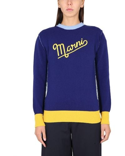 Marni Wool Logo Sweater - Blue