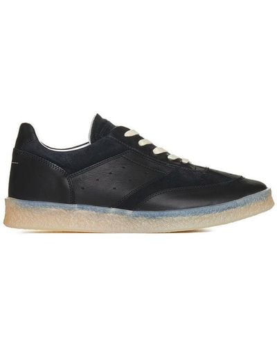 MM6 by Maison Martin Margiela Leather Court Trainers - Black