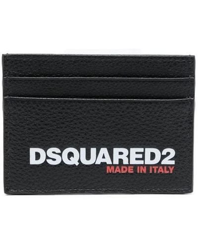 DSquared² Logo Print Leather Cardholder - White
