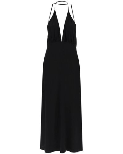 Totême Toteme Silk Dress With Double Halter Neckline - Black