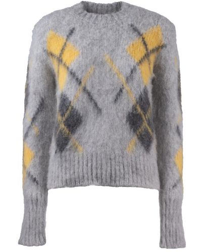 Roberto Collina Alpaca Argyle Sweater - Gray