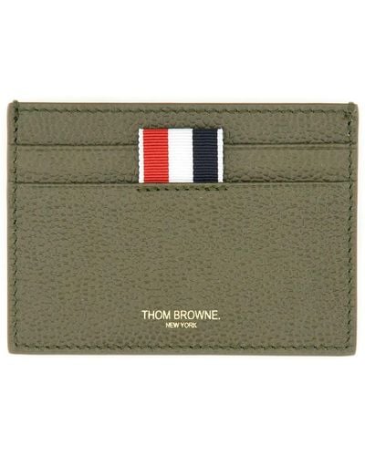 Thom Browne Leather Card Holder - Green