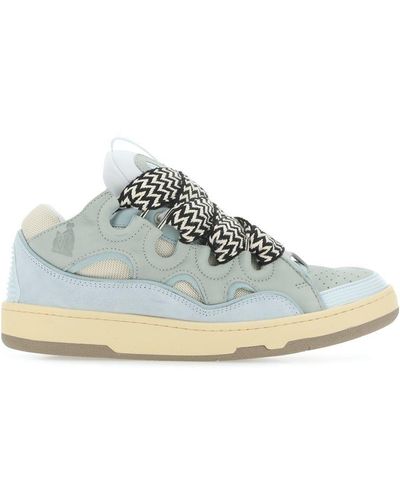 Lanvin Curb Leather, Suede And Mesh Trainers - Multicolour