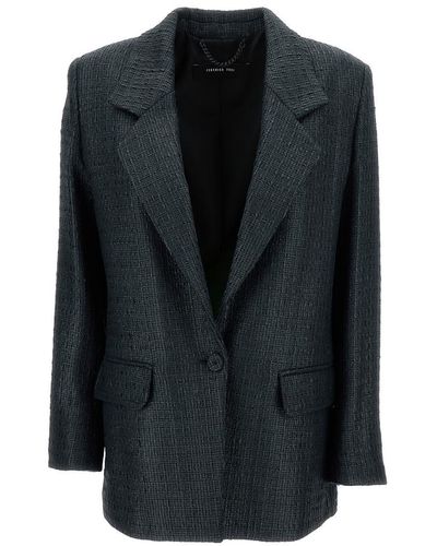 FEDERICA TOSI Black Single-breasted Jacket With A Single Button In Cotton Blend Man
