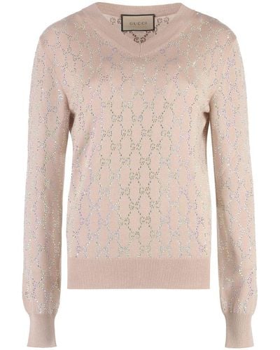 Gucci V-neck Sweater - Pink