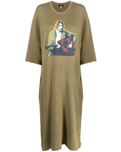 R13 Kurt Cobain Print T-shirt Dress - Green