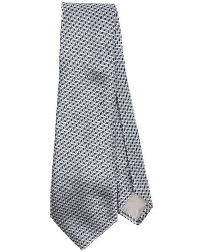Giorgio Armani Geometric-pattern Silk Tie - Grey
