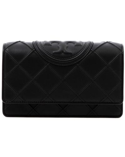 Tory Burch "Fleming Soft" Wallet With Chain - Black
