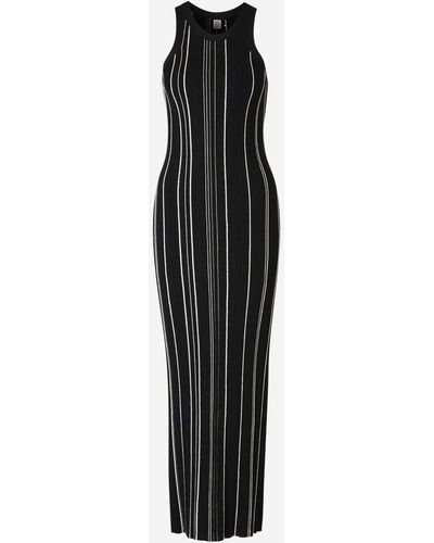 Totême Striped Ribbed Midi Dress - Black