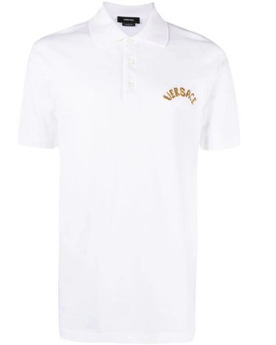 Versace Embroidered Logo Shirt Polo - White