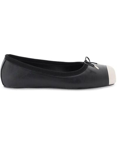 Alexander McQueen Nappa Leather Ballet Flats With Metallic Toe - Black