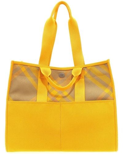 Burberry Check Shopping Bag - Yellow