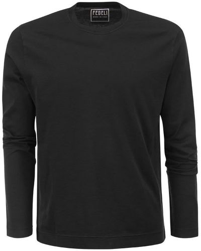 Fedeli Long-Sleeved Organic Cotton T-Shirt - Black