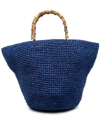 Chica Corolla Straw Handbag - Blue