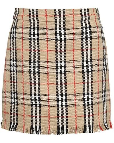 Burberry Bouclé Wool Skirt - Natural