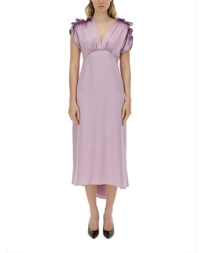 Victoria Beckham V-Neck Dress - Purple