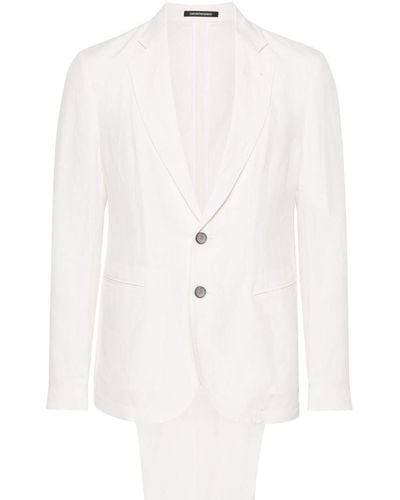 Emporio Armani Linen Blend Single-Breasted Suit - White