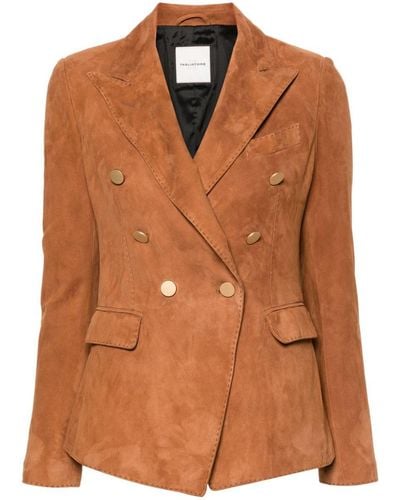 Tagliatore Suede Double-breasted Jacket - Brown