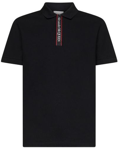 Alexander McQueen Vertical Logo Polo Shirt - Black