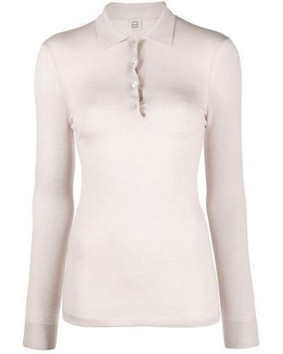 Totême Knitted Wool Polo Top - Pink