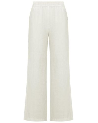 120% Lino Regular & Straight Leg Pants - White
