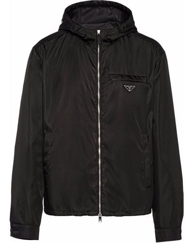Prada Re-Nylon Hooded Blouson Jacket - Black