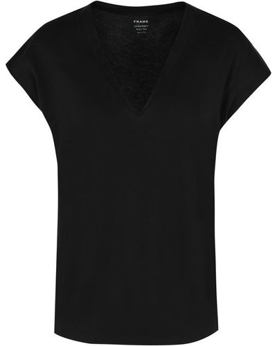 FRAME V-neck T-shirt - Black