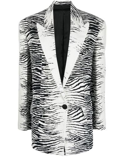 The Attico Zebra-print Single-breasted Blazer - Black