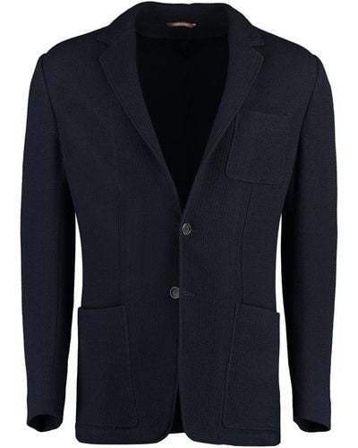 Canali Single-breasted Wool Jacket - Blue