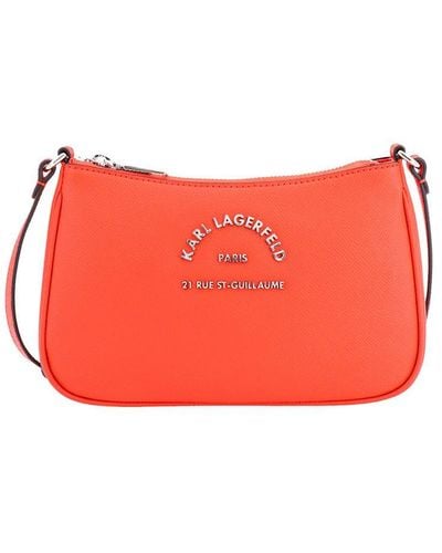 Karl Lagerfeld Leather Logo Plaque Crossbody Bag - Red