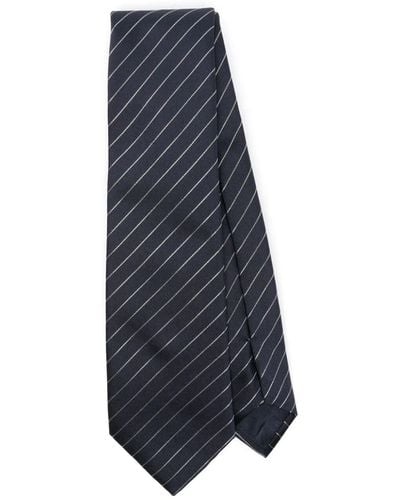 Giorgio Armani Striped Satin Tie - Blue
