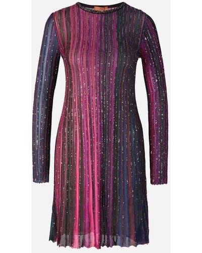Missoni Mini Sequin Dress - Purple