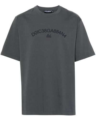 Dolce & Gabbana Short-Sleeved T-Shirt With Logo Print - Gray