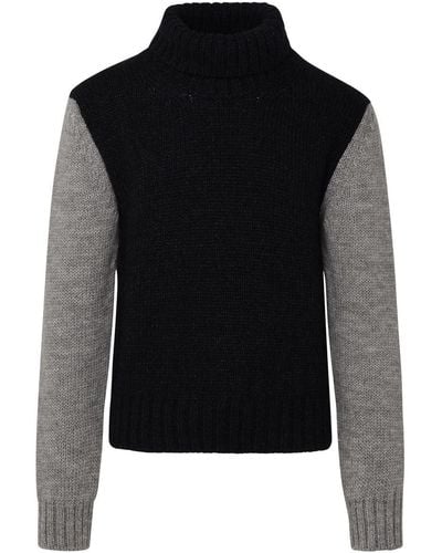 Dolce & Gabbana Two-Tone Alpaca Blend Turtleneck Sweater - Black