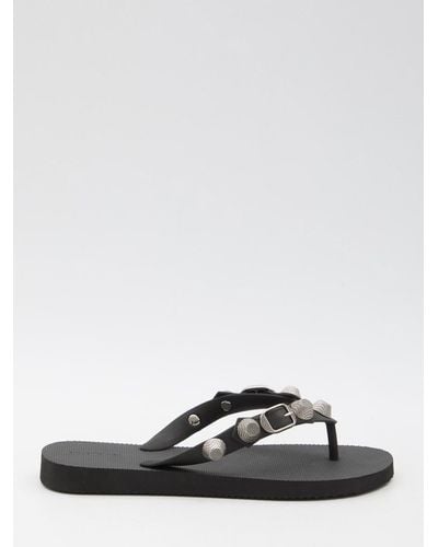 Balenciaga Cagole Thong Sandals - Black
