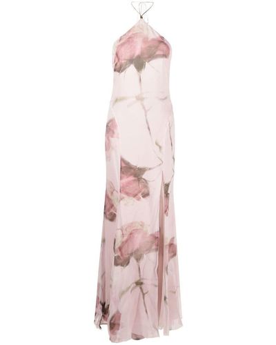 Blumarine Floral-print Halterneck Dress - Pink
