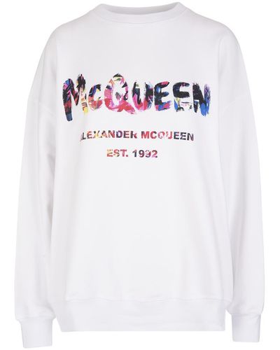 Alexander McQueen Mcqueen Graffiti Oversize Sweatshirt - White
