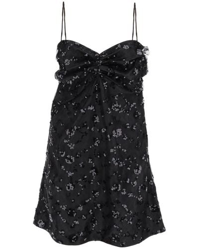 Ganni Mini Dress With Sequins - Black