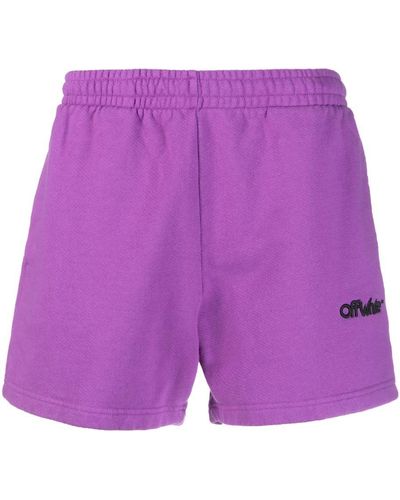 Off-White c/o Virgil Abloh Chunky Logo Cotton Shorts - Purple