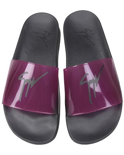 Giuseppe Zanotti Slide Sandals With Logo - Purple
